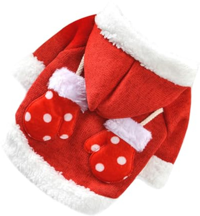 Abaodam Weihnachts Hundekapuzenpullover XL Strick Haustierpullover für Winter Herbst Warme Hundebekleidung mit Knopfverschluss Roter Hundepullover für Kleine bis Mittelgroße Hunde