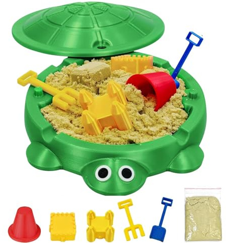 Mini Turtle Sandbox Zen Garden Toys, 3D Printed Turtle Sandbox with Play Sand for Kids, Mini Turtles Sandbox with Lid Toys Molds & Tools, Easter Gifts for Kids, Stress & Anxiety Relief Home Desk Decor