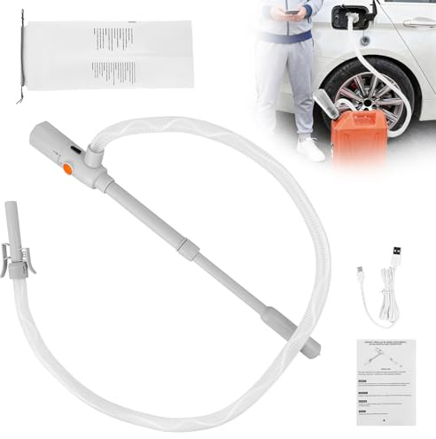 Elektrische Transferpumpe, 2.8GPM Batteriebetriebene Benzinpumpe, Kraftstoff Umfüllpumpe mit Auto-Stopp-Sensor, Tragbare Automatische Absaugung Pumpe,mit Schlauch für Benzin, Diesel, Öl (Ohne Akku)