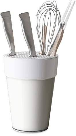 Omada Design Messer aus Polypropylen, 16,5 x 22 cm, Made in Italy, Messerhalter mit Praktischen und Ergonomischen Behälter für die Küche, für Hauptmesser, Linea Trendy, Transparent Farben