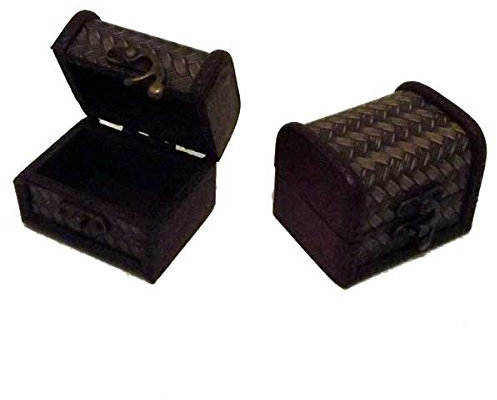 LISSEK Kleine Holztruhe Kiste Schatztruhe Mini Aufbewahrungsbox mit Schloss Piratenschatztruhe, ca. 8x6x6cm (K)