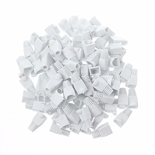 GFORTUN 100pcs RJ45 Cat6 Cat5E Ethernet Cable Snagless End Boots Cap Connector Cover Modular (White)