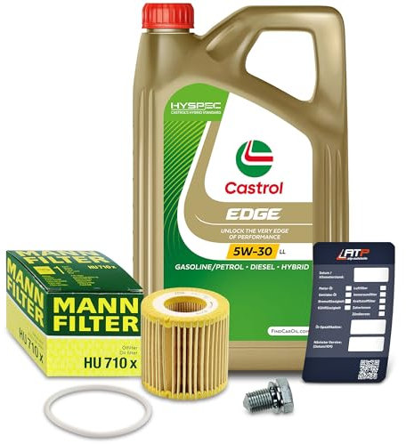 1x Ölwechsel Set - MANN-FILTER ÖLFILTER + 5 L CASTROL EDGE TITANIUM FST 5W-30 LL