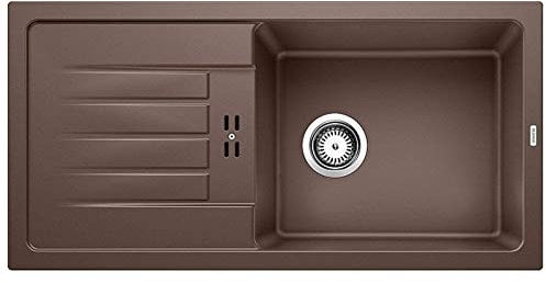 BLANCO FAVUM XL 6 S – Moderno Fregadero Atemporal Encastrado de Granito – Modelo Básico en SILGRANIT para Muebles Bajos de 60 cm de Ancho – Marrón – 524238