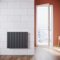 ELEGANT Radiatore a pannello, 600 x 767 mm, colore antracite, a doppio strato, per bagno/soggiorno, orizzontale, connettore laterale, radiatore da bagno