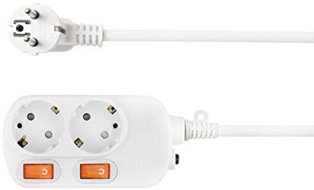 NEUVIELE Steckdosenleiste 6-Fach mit Überspannungsschutz und 1,5m Kabel -Mehrfachsteckdose mit Schalter -PC 3300W/16A