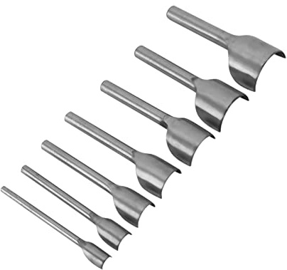 7pcs Attrezzi per Taglio Bordi Cuoio Taglia Pelle Punzone della taglierina a forma semicircolare Carot in pelle mezza-punzonatrice taglierina per cintura per cucito in pelle domestica (10-40mm)