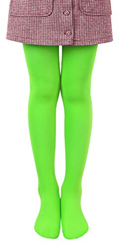 L&K-II Collants enfants collants de ballet filles collants de ballet collants de danse avec pied 80 DEN opaque microfibre coloré 27251 Pomme verte 146/152