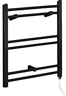 Milano Nero 200W Black Straight Bar Electric Heated Towel Rail - 600mm x 400mm