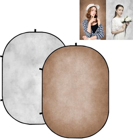 Kate Collapsible Backdrop Pop-Up Backdrop Self Type Backdrops Audition Backdrops for Photography,Headshot,Video,Live Broadcast with Carry Bag,5x6.5ft/1.5x2m(White Grey/Brown)