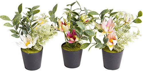 TESTEL künstliches Christrosen-Arrangement im schwarzen Kunststofftopf (3 Stück)
