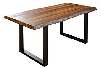 SAM Esszimmertisch 180x90 cm Utrecht, Baumkantentisch nussbaumfarben, Akazienholz massiv, U-Gestell aus Metall schwarz