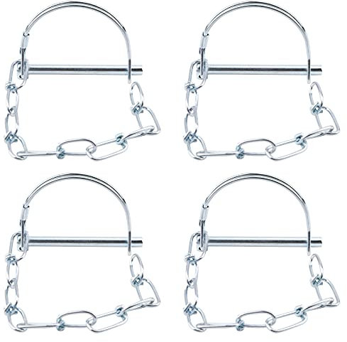 INCREWAY Shaft Locking Pin, 4PCS 6mm Carbon Steel Round Loop Wire Lock Pin with Chain Safety Coupler Pin for Track Farm Lawn