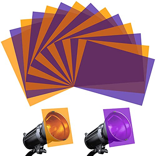 Lot de 14 films colorés pour Halloween | Format A4, feuilles épaisses de filtres de lumière pour lumière LED ou paysage extérieur