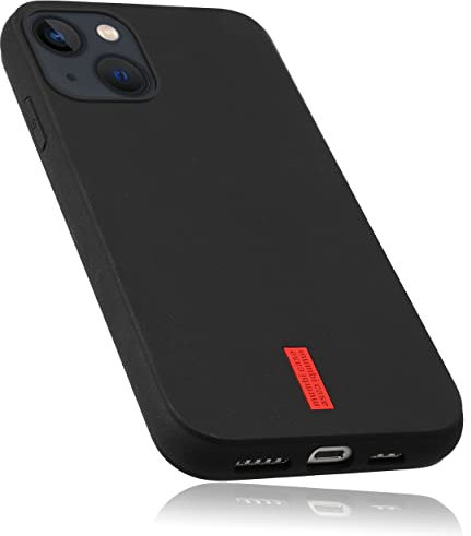 mumbi Hülle kompatibel mit iPhone 13 Case Schutzhülle Handyhülle Tasche, schwarz mit rotem Streifen