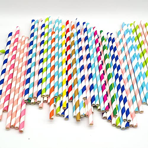 Papierstrohhalme, 100 Stück Party-Strohhalme Biologisch Abbaubare Recycelbare Trinkhalme Hawaiianische Strohhalme Für Saft, Cocktail, Hochzeiten, Geburtstag, DIY-Dekorationen