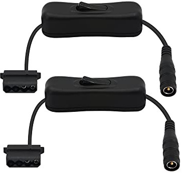 PNGKNYOCN 30cm 12V DC 5.5 x 2.1mm auf 4-Pin Molex mit Schalter Stromadapterkabel, für Molex Gehäuselüfter und mehr (2-Pack)