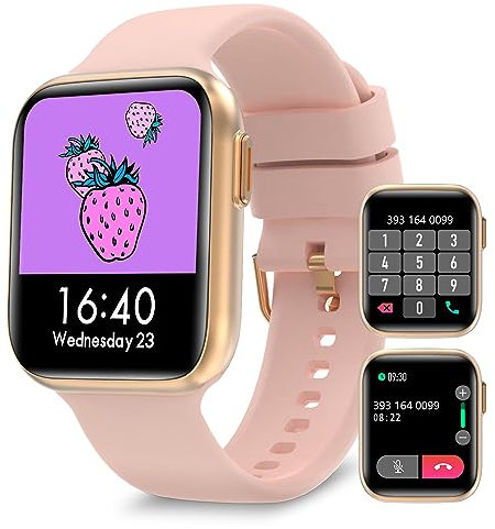 Bebinca Montre Connectée Femme Appel et SMS Passe des Apple Haut-Parleur 1,7 HD Dépister Assistant Vocal Microphone/Avis de messages/28des Sports/Fréquence Cardiaque/SpO2 IP68 Étanche(Or)