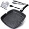 Chef Wonderful Non-Stick Griddle Pan for Induction Hob with Glove & Brush. Aluminium Steak Pan (28cm) Marble Coating & Detachable Handle for All Induction Hobs. Suitable for Gas & Oven Grilling