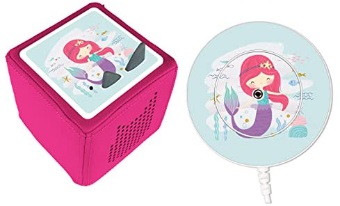 MeinBaby123® Schutzfolie kompatibel mit Toniebox und Ladestation | Schutzcover selbstklebend I Folie Sticker I Toniebox Zubehör (Ladestation Bundle: Meerjungfrau)