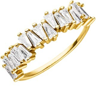Purelei® Powder Ring (Gold, Silber), Damen Ring aus 925 Sterling Silber 18K vergoldet, Wasserfester Ring mit asymmetrischen Schmucksteinen, Kommt in Schmuck Geschenk Box (54, Gold)