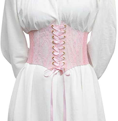 Vestito da donna vintage con ampie cinture elastiche a vita alta, corsetto con lacci in vita, retro elastico, avvolgente Cinch Party Costume, D # rosa, D# Rosa, taglia unica