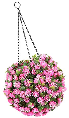 Yardwe Formschnitt-Kugel Beleuchtet Solar-LED-Buchsbaum-Formschnitt-Kugel Künstliche Formschnitt-Pflanzendekoration im Freien Hängende Lampe für -Veranda- - Künstlicher Buchsbaum Kugel