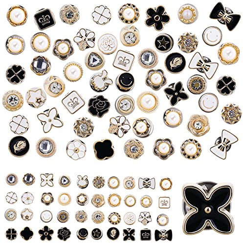 80 Stück Brosche Knöpfe, Legierung Knöpfe Ohne Nähen, Jeans Knöpfe Pins Abnehmbar Instant Knöpfe Niedliche Emaille Anstecknadeln für Hemd Jean Mantel Kleid Kleidung Pullover DIY Dekoration