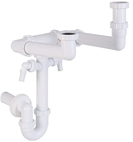 Ablaufsiphon Doppelsiphon Geräteanschluss Seitenauslass Siphon Abfluss Ø 40 mm doppelter Geräteanschluss