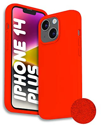 Phonix Cover per iPhone 14 Plus Silicone Liquido Rosso Italia - Custodia per iphone 14 compatibile con Ricarica Wireless - Cover per iPhone 14 Morbida Antiurto con Bordi Rialzati