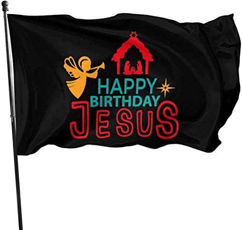 Happy Birthday Jesus Krippe Weihnachten 9,1 x 1,5 m Flagge für den Innen- und Außenbereich, lebendige Farbe, dekorative Garten-Yard-Flagge