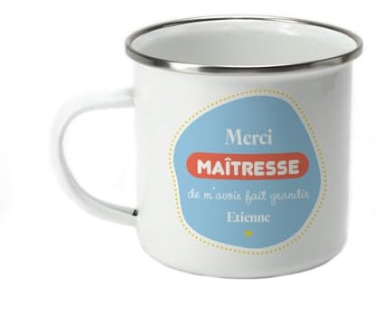 CADEAUX.COM - Mug Émaillé Personnalisé L'école est Finie - Tasse à Café - Cadeau Fin d'année - Cadeau Original - Idée Cadeau Personnalisé - Cadeau pour Femme et Homme