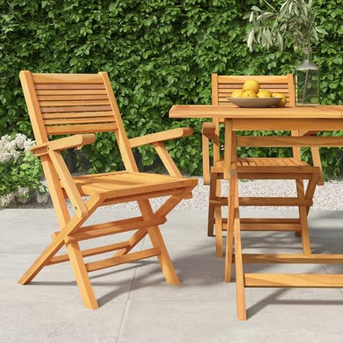 Camerina Gartenstühle 2 STK. Klappbar 55x62x90 cm Gartenstuhl Metall Massivholz Teak