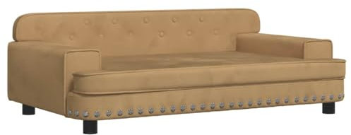 vidaXL Lit pour Chien, Canapé pour Animaux de Compagnie avec Cadre en Bois, Panier pour Chiots Maison Intérieur, Marron 90x53x30 cm Velours