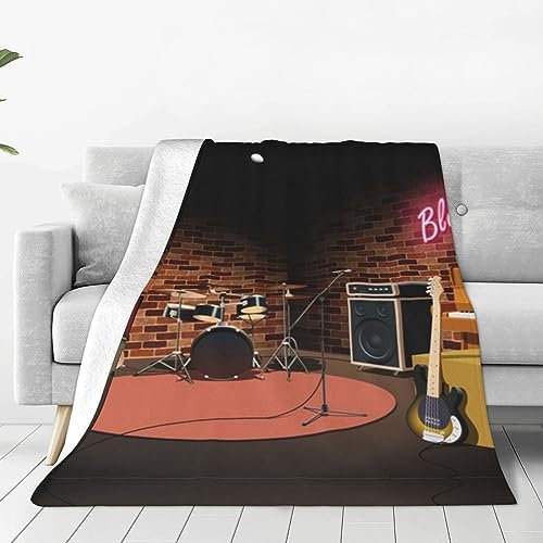 Gambo Manta de escenario de banda de roca, manta de microforro polar ultra suave, manta de aire acondicionado, manta de franela ligera para cama, sofá, sala de estar, 80 x 60 pulgadas