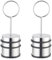 Relaxdays Fermaporta con Manico, Set da 2 Bloccaporta, Gommini AntiGraffio, Acciaio Inox, HxD: 20 x 7 cm, Argentato