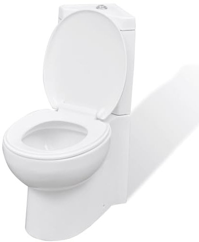 Inodoro WC de cerámica de esquina blanco, LAPOOH Inodoro Completo, Baños Completos, Toilet