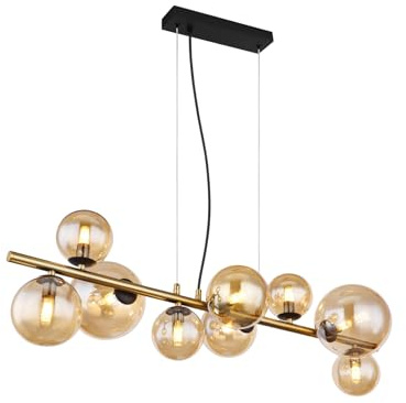 GLOBO LED-Pendelleuchte - Messingfarben - Schwarz - Metall - H 120 cm - 9-flammig
