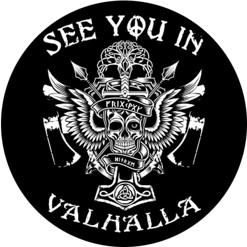 Sammys Shirt Store See You in Valhalla Aufkleber 4,5 cm