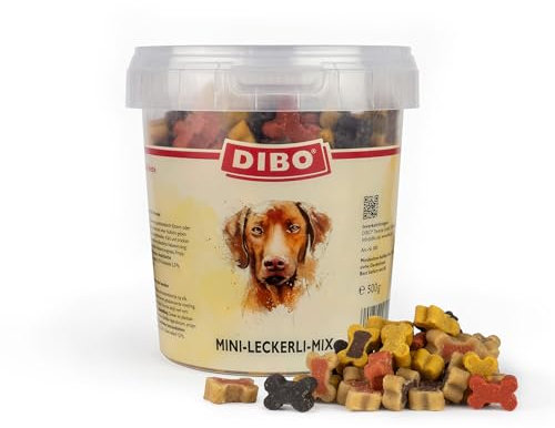 DIBO Mini-Leckerli-Mix 12 x 500g Eimer - wiederverschließbar - Hundesnack für Training und Belohnung, Hundefutter (Geflügel, Lamm, Pansen, Rind, Wild und Lachs)