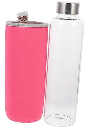 MAGICLULU Bouteille Eau De Voyage Verre Borosilicate Gobelet Portable Avec Infuseur à Thé Housse Rouge Pour Confort Et Protection