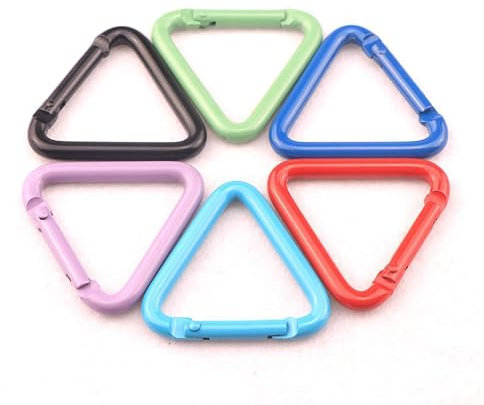 ABCOOL 12 x dreieckige Schlüsselanhänger-Clips, Mini-Karabiner, 5,1 cm, Aluminium, langlebig, Schnellverschluss, automatische Verriegelung, D-Form, federbelasteter Clip für Zuhause, Wohnmobil,