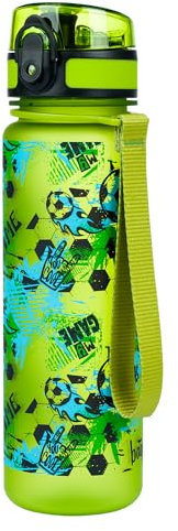 Baagl Children's Water Bottle, Leak-Proof Water Bottle, 500 ml, School and Sports Bottle for Boys and Girls, Tritan (Football Game)