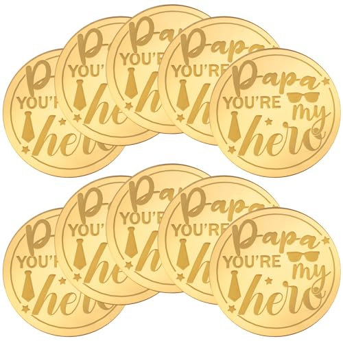 10 St Cupcake-Topper zum Vatertag, Cupcake-Topper aus Acryl zum Geburtstag Tortenaufsatz mit Gravur Cupcake-Anhänger Alles Gute zum Vatertag Cupcake-Dekorationen zum Geburtstag (Gold, Papa)