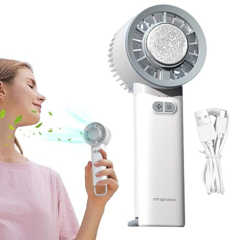 Portable Fan: Personal Fan with USB Charger, Cold Compression, Low Noise Hand Fan, Portable Eyelash Fan for Summer Adults Kids