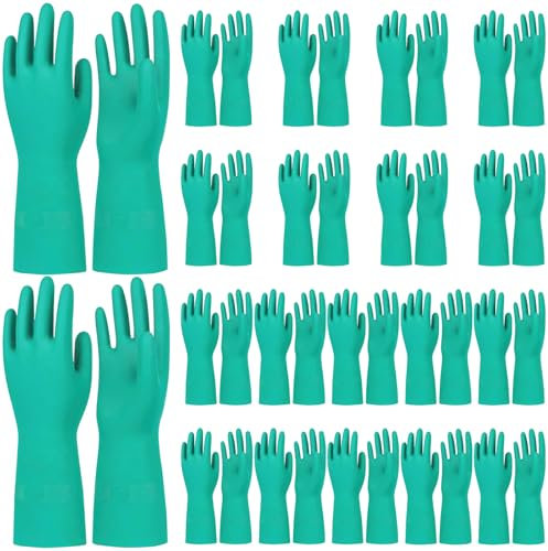 20 Pairs Nitrile Chemical Resistant Gloves, Reusable Heavy Duty Rubber Work Glove, Safety Cleaning Gloves for Household Car Lab Industrial Use, Acid Alkali and Oil Protection (X-Large)