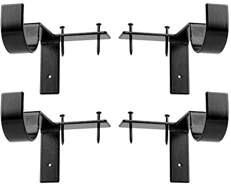 Lot de 4 Supports de Tringle à Rideaux Avec Crochet Simple à Fixer Directement Dans le Cadre de la Fenêtre Décoration Idéale Pour le Salon et la Cuisine