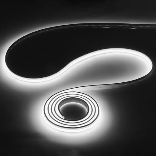 pcning LED Band 220 Volt Direktanschluss Kaltweiss 10M Aussen, 10 Metre COB Lichtband Selbstklebend IP67 Wasserdichter LED Streifen Kaltweiss (Kaltweiß, 10M)