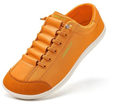 HOBIBEAR Chaussures pieds nus larges pour homme et femme - Chaussures de marche - Baskets de course à pied - Semelle zéro goutte - Légères et confortables, Orange, 36 EU