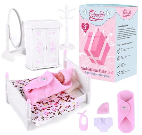 BABESIDE Mini bambole Reborn In Silicone - 3 Pollici Adorabile Bambola Neonato Addormentato, Realistico Bambole Reborn Miniatura, con Accessori per Mobili per Bambini di età 3+